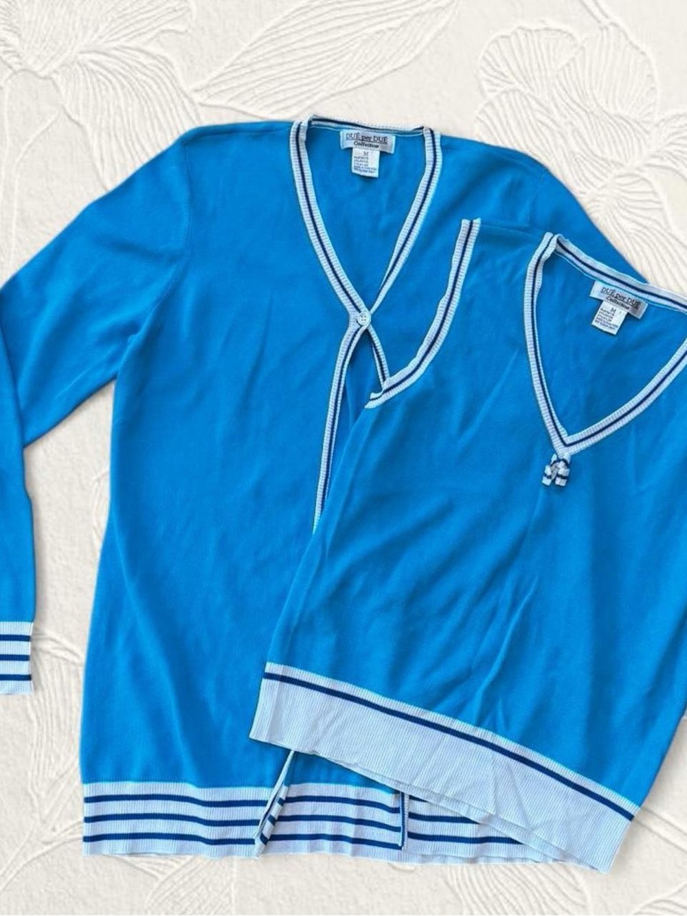 Dué Per Dué Women’s Blue & White Cardigan & Vest Set Size M